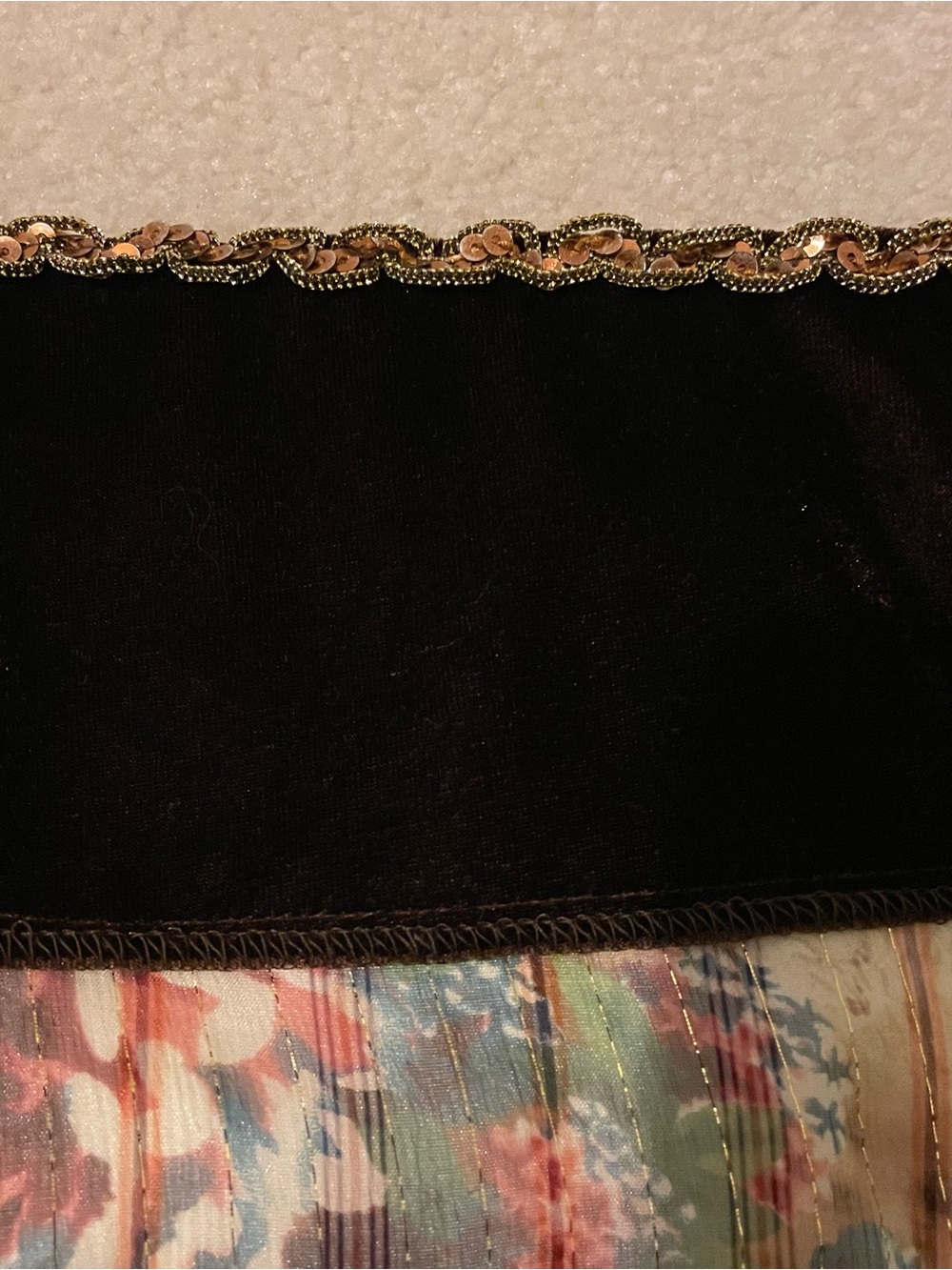 Cache vintage silk/velvet patchwork maxi skirt-size 0 like new - Picture 6 of 10